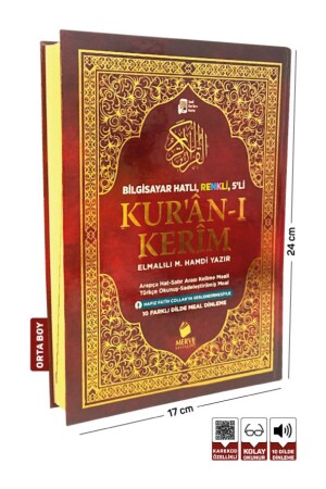 Orta Boy Kuranı Kerim Ve Satır Arası Kelime Türkçe Okunuşlu Ve Meali 5 Özellikli Mealli Kuran - 1