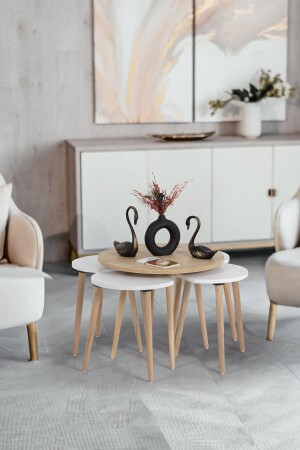 Couchtisch / Couchtisch-Set / Couchtisch-Set / 5-teilig / Flora Pissa (EICHE-WEISS) FLRH0269 - FLORADESİGN