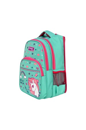 Orthopädische Grundschultasche mit Steinherzmuster und Lunchbox, Fuchsia - 3