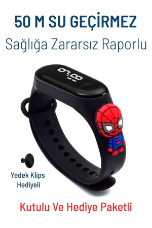 Örümcek Adam Spiderman Figürlü Dijital Led Çocuk Saati Dokunmatik Ekranlı Su Geçirmez (SİYAH) - 1