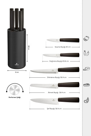 Oscar Black 6-teiliges Messerset mit Ständer 153. 03. 09. 0001 - 6