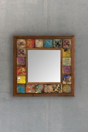 Oscar Stone Ahşap Çerçeveli Mozaik Doğaltaş Ayna 33 Cm X 33 Cm-mosaic Mirror Stone - 1