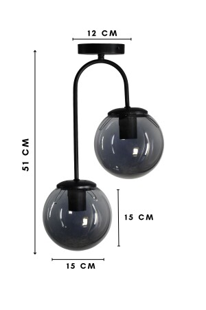 Otal 2-teiliger Lounge-Kronleuchter aus geräuchertem Kugelglas – Wohnzimmer – Küche – Flur - 5