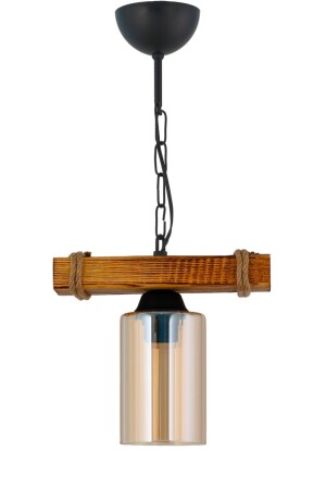 Otantik Ahşap Tekli Boru Cam Avize sef31 - ŞL Şef Light