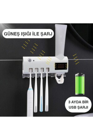 Otomatik Diş Macunu Sıkacağı Ve Uv Sterilizatör, Diş Fırçası Tutacağı TYC00795734403 - 5