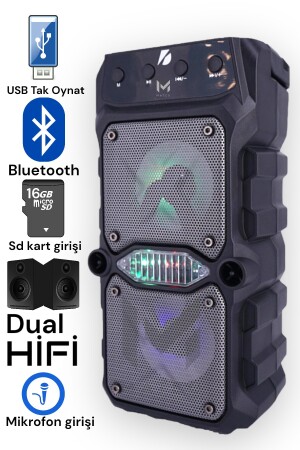 Outdoor Parti Hoparlörü Bluetooth Hoparlör 3 Inç × 2 Kablosuz Speaker Ses Bombas MTS-1096 - 1