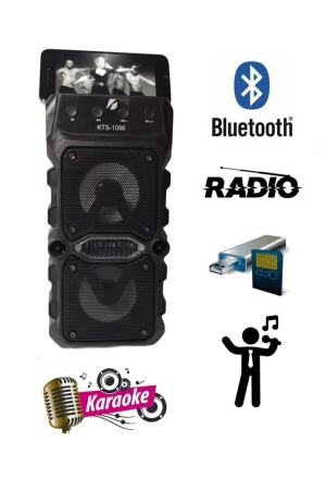 Outdoor Parti Hoparlörü Bluetooth Hoparlör 3 Inç × 2 Kablosuz Speaker Ses Bombası Radyo-usb-tf Giriş 1096 - 3