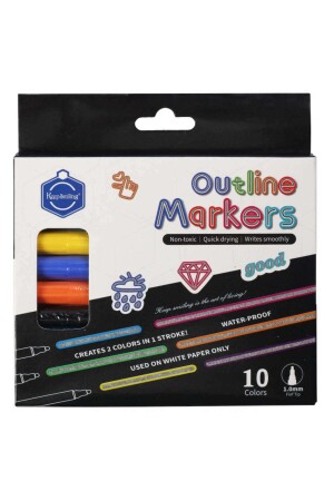 Outline Marker Dekoratif Kalem Seti 1 mm 10lu LBK-0001 - 1