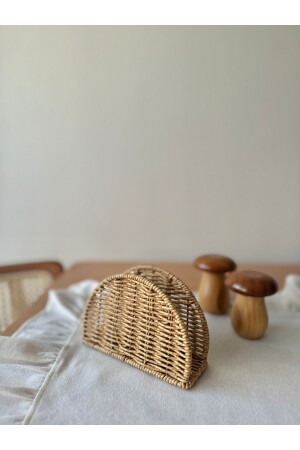 Ovaler Serviettenhalter aus Korbgeflecht und Rattan - Salphome