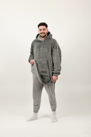 Oversize Giyilebilir Battaniye Tek Beden Çok Rahat Unisex Hoodie Peluş Kapüşonlu Sweatshirt PFY301 - 8