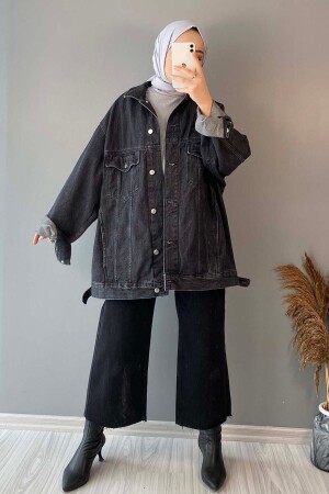 Oversize-Jeansjacke mit zwei Taschen - 2