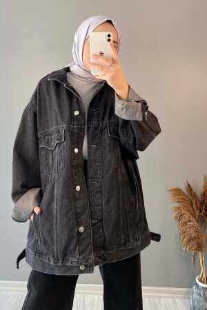 Oversize-Jeansjacke mit zwei Taschen - 5