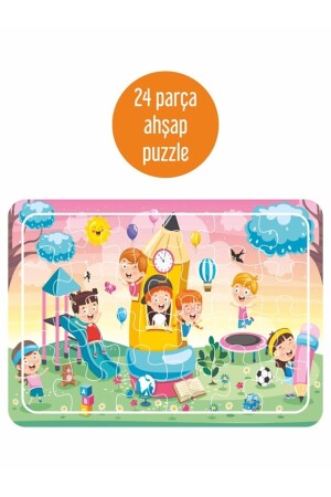 Oyun Zamanı- Sevimli Dinazorlar- Deniz Canlıları- Sevimli Hayvanlar Ahşap 4'lü Puzzle Seti - 3