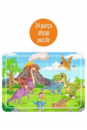 Oyun Zamanı- Sevimli Dinazorlar- Deniz Canlıları- Sevimli Hayvanlar Ahşap 4'lü Puzzle Seti - 4