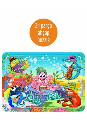 Oyun Zamanı- Sevimli Dinazorlar- Deniz Canlıları- Sevimli Hayvanlar Ahşap 4'lü Puzzle Seti - 5