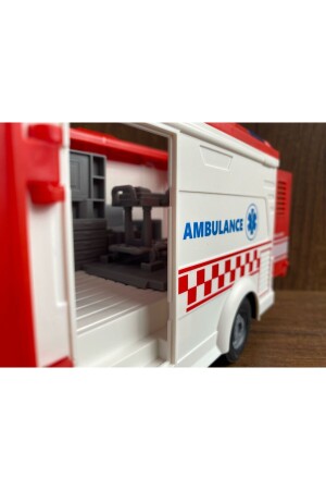 Oyuncak Ambulans Sesli Işıklı Sedyeli Büyük Ön Kapı Ve Arka Kapıları Açılır Oyuncak ambulans araba - 7