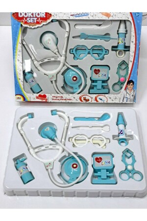 Oyuncak Doktor Seti Tedavi Ekipmanları Medikal sağlık Set 9 Parça Gözlük Steteskop 26X36CM - 2