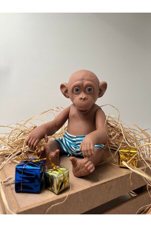 Oyuncak Maymun Diego-35cm Gerçekçi Et Dokulu-renkli Şortlu Diego-Maymun - 3