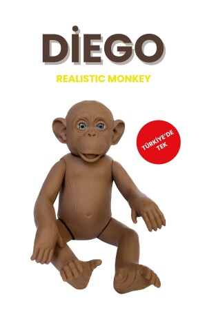 Oyuncak Maymun Diego-35cm Gerçekçi Et Dokulu-renkli Şortlu Diego-Maymun - 4