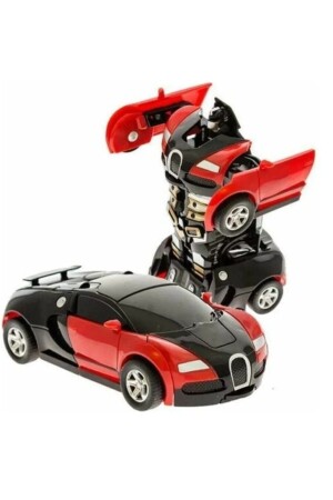 Oyuncak Otomatik Robota Dönüşen Araba Kırmızı Renk Kutulu - 1