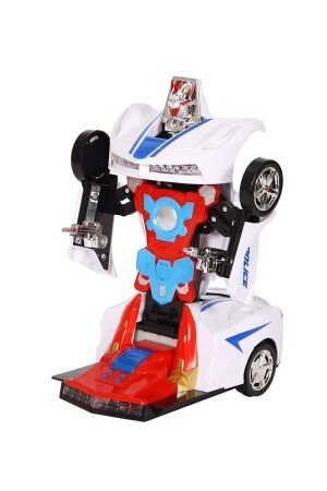 Oyuncak Pilli Hareket Eden Robota Dönüşen Işıklı Sesli Polis Robot Arabası Otomatik Robota Dönüşen - 5