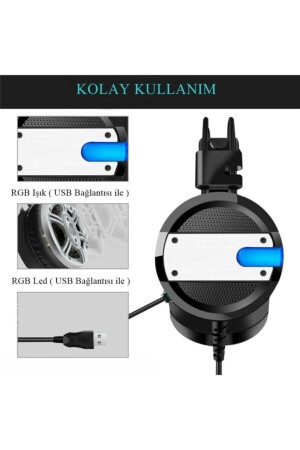 Oyuncu A10 Kulaklığı Usb Girişli Profesyonel 7.1 Kanal Mikrofonlu Gaming Işıklı Rgb Kulak Üstü RDNKLKA10T - 5