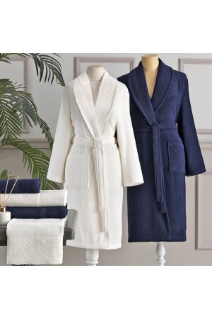 مجموعة من الأقمشة المرحلية من فرع عائلة مجموعة مزدوجة من الكريم الزرقاء البحرية - Özdilek