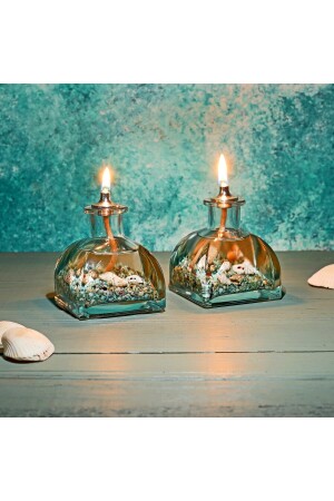 Ozeangrünes dekoratives Öllampen-Kerzen-Set mit 2 Stück R-13212 - 2