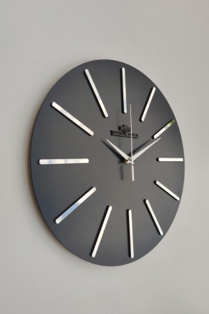 Özel Dekoratif Aynalı Duvar Saati Siyah & Gümüş Sessiz Mekanizma 37x37cm - Asse Tasarım