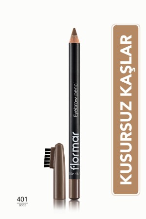 Özel Fırça Kapaklı Kaş Kalemi (AÇIK KAHVERENGİ) - Eyebrow Pencil - 401 Beıge - 8690604109418 - 1