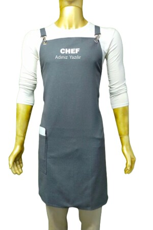 Özel Mutfak Aşçı Önlüğü - Özel Su Ve Leke Tutmaz Kumaş Profesyonel Master Chef Önlüğü Antrasit MM48685 - Mutfakta Moda