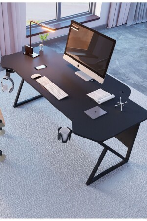 Özel Tasarım 140 Cm Oyuncu Masası Rgb Led Işıklı Mouse Pad Bardaklı Ve Kulaklık Tutucu Hediye - 1