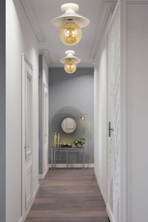 Özel Tasarım Maya Tekli Beyaz Tavan Montaj Avize tavanmaya - TEKFA