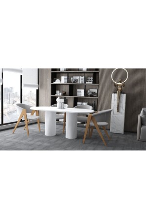 özel tasarım yemek masası salon masası 180*90 cm beyaz lake masa - 1