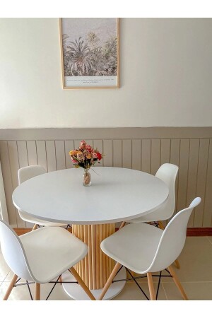 Özel Tasarım Yuvarlak Beyaz Yemek Masası Ofis Masası Mutfak Masası Balkon Masası - 1