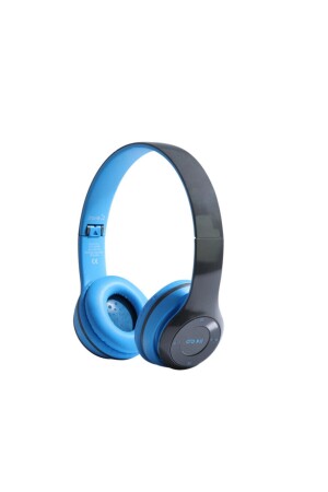 P47 Kabellose Bluetooth-Kopfhörer, kabellos, faltbar, mit Extra-Bass-Radio, Blau - 1
