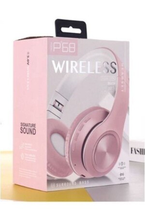 P68 Bluetooth Kablosuz Stereo Kulaklık (PEMBE) - 1