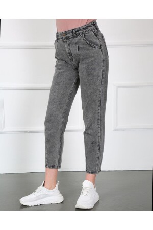 Paçası Pensli Kot Pantolon- Gri - Vellichor