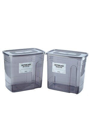 Packung mit 2 skalierten, beschrifteten Waschmittelfarben – weiße Dose/Box, Badezimmer-Organizer, 3,5 Liter, Mindestwaschmittel3 - 5