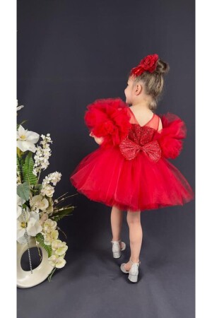 Paillettenbesetztes Kinder-Abendkleid mit Pompom-Ärmeln, Geburtstagskleid, 23. April, Kleid zy1 - 1