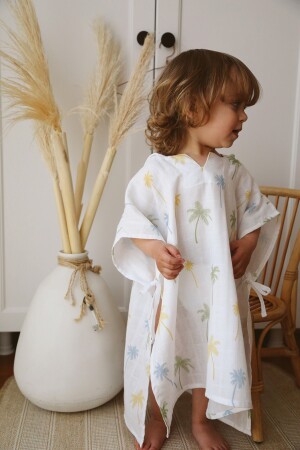 Palm Tree Kapuzenponcho aus Bio-Musselin, Alter 1–5 TYC00451291471 - 5