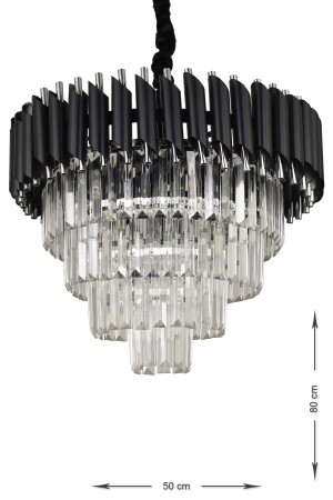 Palmira 50' Crystal Stone Luxus-Kronleuchter – (Schwarz-Chrom) PK-606-50K - 6