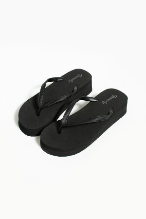 Pamela Schwarze Plateau-Flip-Flops. PVC schadet nicht. Strand-Slipper-Flip-Flops - 4