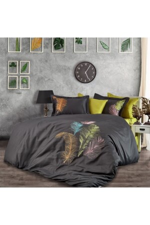 مجموعة غطاء سطين من القطن من القطن مزدوج - غطاء سطح إيز أنتراتيت/خضراء إيز أنتراتيت/غطاء سطح إ - Dantela