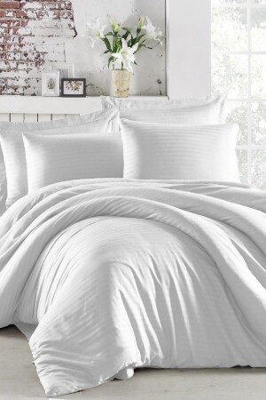 مقعد من القطن من القطن الساتين مزدوج غطاء غطاء مع الأوراق المطوية LUX STRIPPED - VENICA MASCUSE