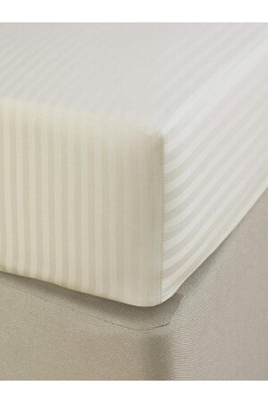 Spannbettlaken-Set aus Baumwollsatin, gestreift, für Doppelbetten, weiß/farbig, Hoteltyp Luxus, mit Kissen - Vessinohome