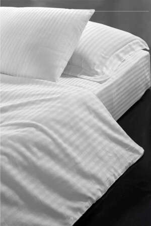 Pamuk Saten Tek Kişilik Lüx Çizgili Saten Otel Nevresimi Yorgan Kılıfı V2022N160220 - VESSİNOHOME