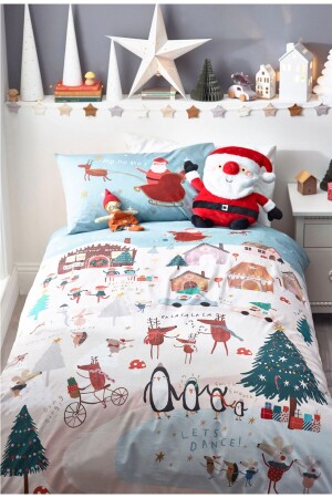 Pamuk Yılbaşı Noel Christmas Temalı Geyik Desenli Yeniyıl Çocuk Odası Çocuk Nevresim Takımı nev-christmas-5(1) - Jungle