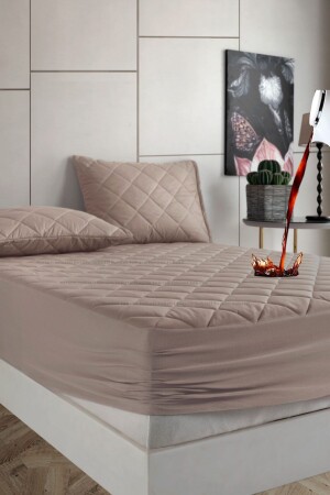 Pamukkale Alez Set Kahverengi % 100 Pamuk Kapitone Sıvı Geçirmez Alez Ve Yastık Koruyucu - Formeya