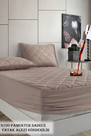 Pamukkale Renkli Alez Kahverengi %100 Pamuk Kapitone Sıvı Geçirmez Alez Çarşaf Fitted gksga - Formeya